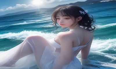 海蚀崖洞型小穴在退潮后露出的地面积水倒映洞顶纹路，蓝绿色调光线从洞口斜射入内
